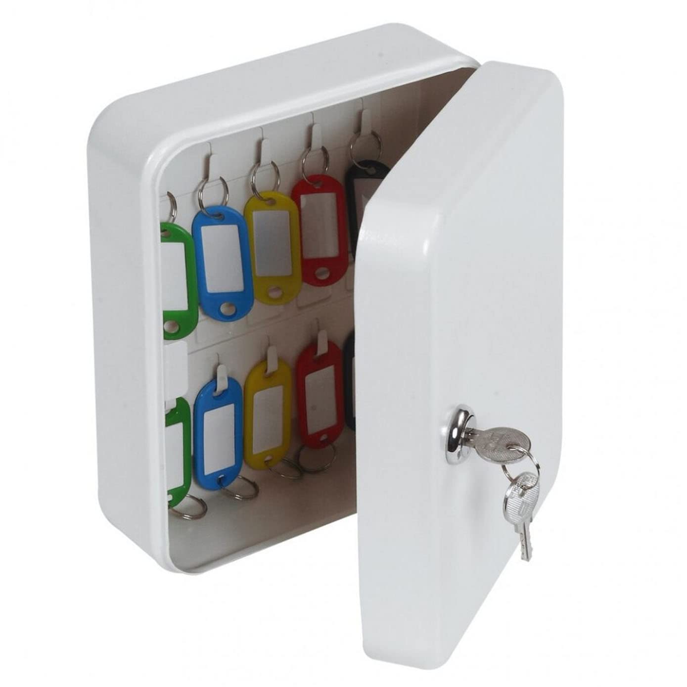 MEZON Key Cabinet Wall Mount, 20 Key Hooks & Tags Key Box with Key